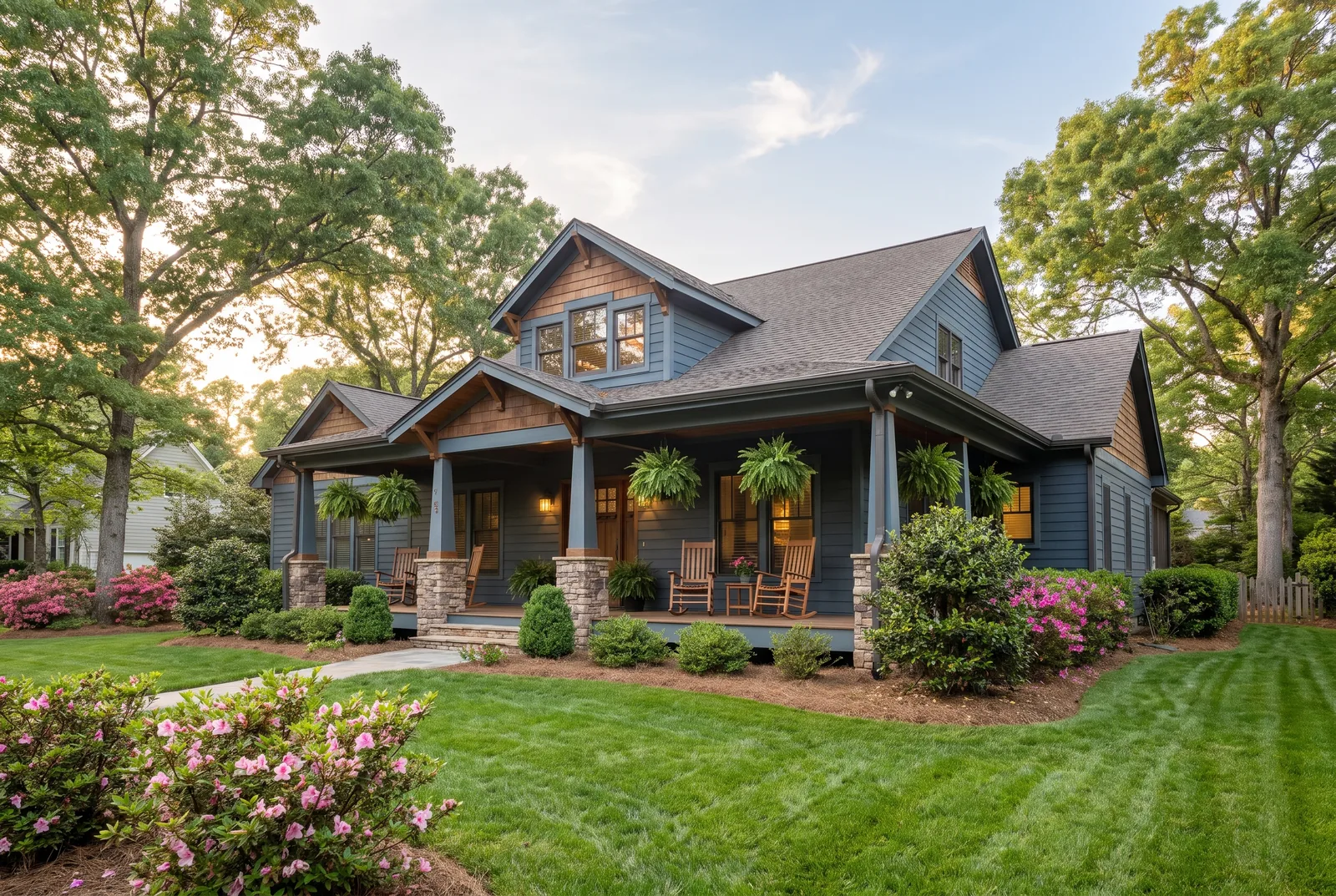 Welcoming craftsman-style home with a covered front porch in the Carolinas